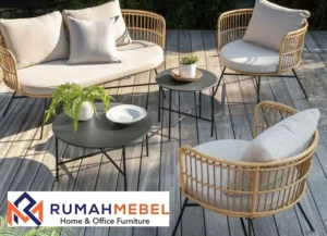 Jual Kursi Taman Rotan kaki Besi