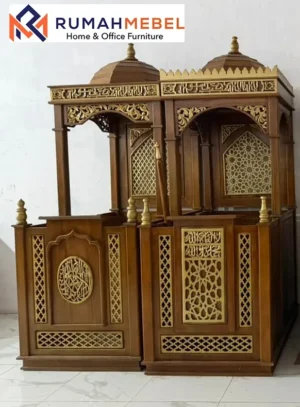 Jual Mimbar Masjid Kayu Jati Elegan Sampang