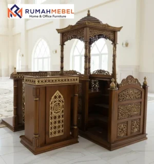 Jual Mimbar Masjid Kayu Jati Probolinggo Custom