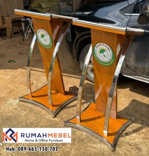 Jual Podium Ceramah Kayu Jati Stainless