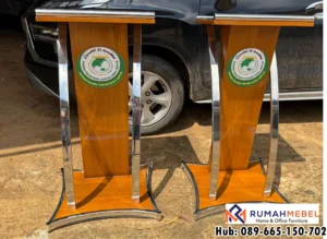 Jual Podium Kayu Jati Desain Minimalis Stainless