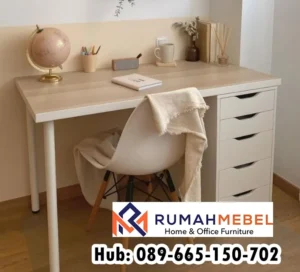Jual Satu Set Meja Belajar Warna Cream