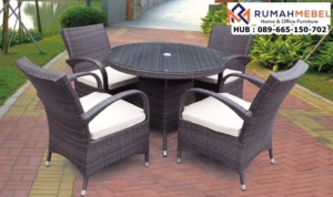 Set Kursi Rotan Sintetis Minimalis Abu Pacitan