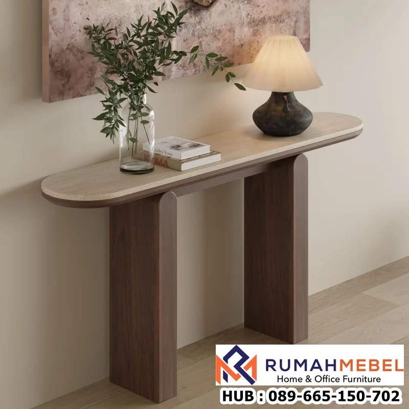 Meja Console Jati 2 Tone Panel Tebal Minimalis