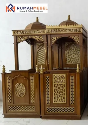 Mimbar Jati Ukir Kaligrafi Mewah Trenggalek