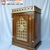 Podium Minimalis Kayu Jati Aksen Ukiran Emas Gresik