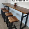 Set Meja Bar Konsol Besi Minimalis Kayu Solid