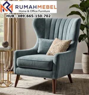 Sofa Single Velvet Garis Elegan Minimalis