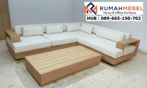 Sofa Sudut Kayu Jati Minimalis Tangerang