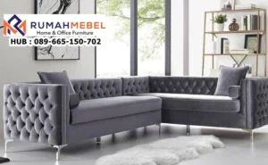 Sofa Sudut L-Shape Velvet Luxury Kudus