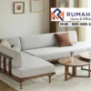 Sofa Sudut Scandi Minimalis Rangka Kayu Jati