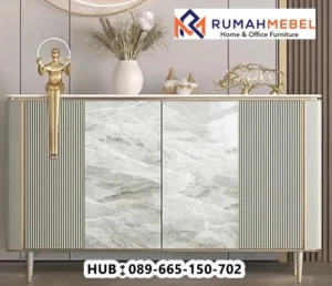 Cabinet Mewah Custom Kombinasi Marmer Stainless Premium