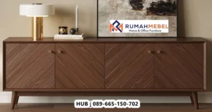 Cabinet Multifungsi Model Terbaru Kayu Jati Walnut Finishing