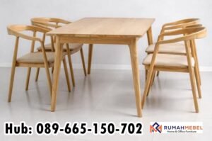 Jual Satu Set Meja dan Kursi Makan Bahan Kayu Berkualitas
