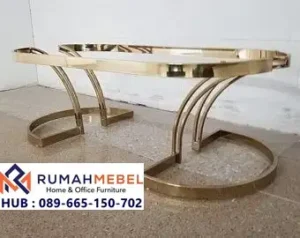 Kaki Meja Oval Stainless Gold Industrial Klasik