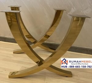 Kaki Meja Silang Elegan Stainless Gold Finish