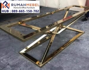 Kaki Meja Stainless Silang Geometris Gold