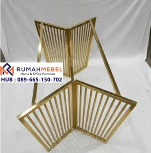Kaki Meja Stainless Steel Gold Jeruji vertikal