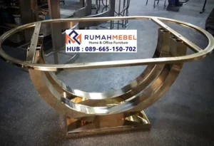 Jual Kaki Meja Stainless Steel Gold Mewah Oval