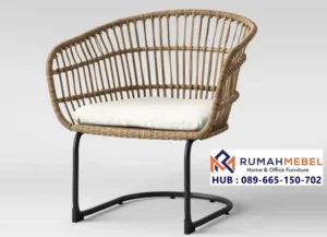 Kursi Rotan Estetik Rangka Besi Minimalis