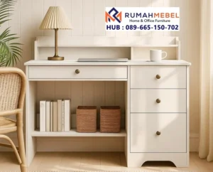 Meja Belajar Skandinavia Duco Putih Klasik