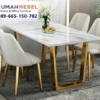 Meja Makan Marmer Kaki Stainless Emas