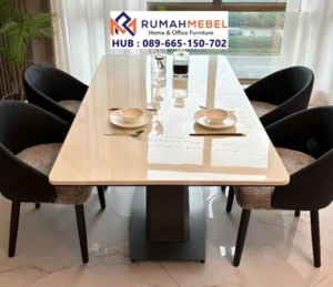 Meja Makan Marmer Modern Minimalis Monokrom