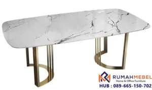 Meja Marmer Curve Modern Stainless Gold Premium