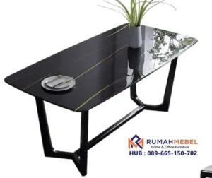 Meja Marmer Elegan Industrial Glossy Black