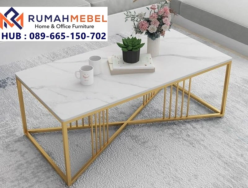 Meja Marmer Golden Frame Industrial Mewah