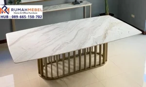 Meja Marmer Modern Jeruji Gold Luxury