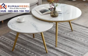 Meja Marmer Nesting Carrara Kaki Gold
