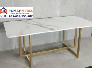 Meja Marmer Putih Frame Stainless Gold