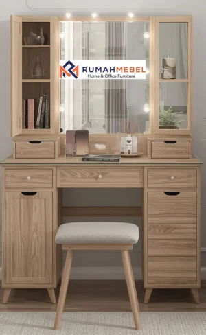 Meja Rias Minimalis Natural Jati Malang