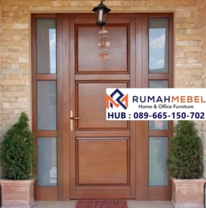 Pintu Rumah Kayu Jati Elegan Frame Kaca