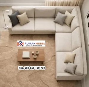 Sofa Sudut Modern Custom Beige