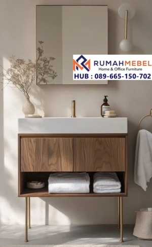 Wastafel Kamar Mandi Elegan Kaki Emas