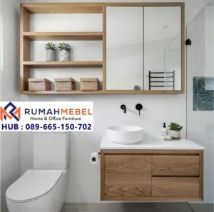 Wastafel Kamar Mandi Estetik Modern Light Wood