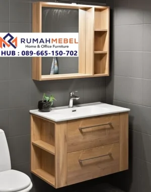 Wastafel Kamar Mandi Gantung Motif Serat Kayu