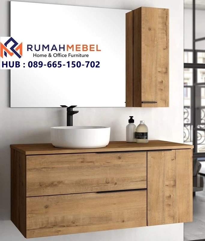 Wastafel Kamar Mandi Meja Gantung Kayu Modern