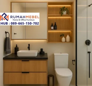 Wastafel Kamar Mandi Minimalis Japandi Kayu Natural