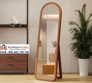 Cermin Badan Kayu Solid Desain Arch