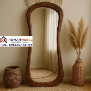 Cermin Jati Minimalis Estetik Lengkung Organik