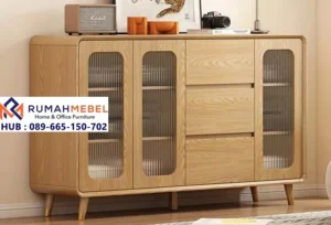 Kabinet Credenza Fluted Glass Retro Modern