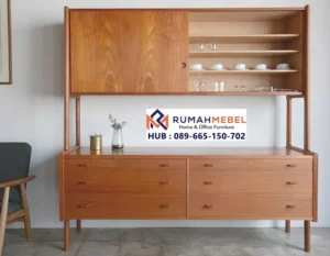 Kabinet Credenza Jati Tinggi Gaya Skandinavia