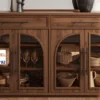 Kabinet Credenza Kaca Lengkung Kayu Solid