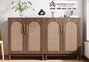 Kabinet Credenza Scandinavi Natural Rotan Arch