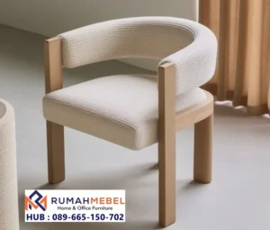 Kursi Cafe Kayu Modern Aksen Boucle