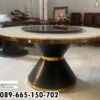 Meja Makan Marmer Bulat Dengan Putaran Kaca Berkualitas