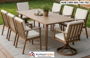 Meja Makan Outdoor Modern Desain Elegan Area Outdoor